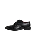Dolce & Gabbana Black Leather Lace Up Men Derby Formal Shoes MV7705-41.5