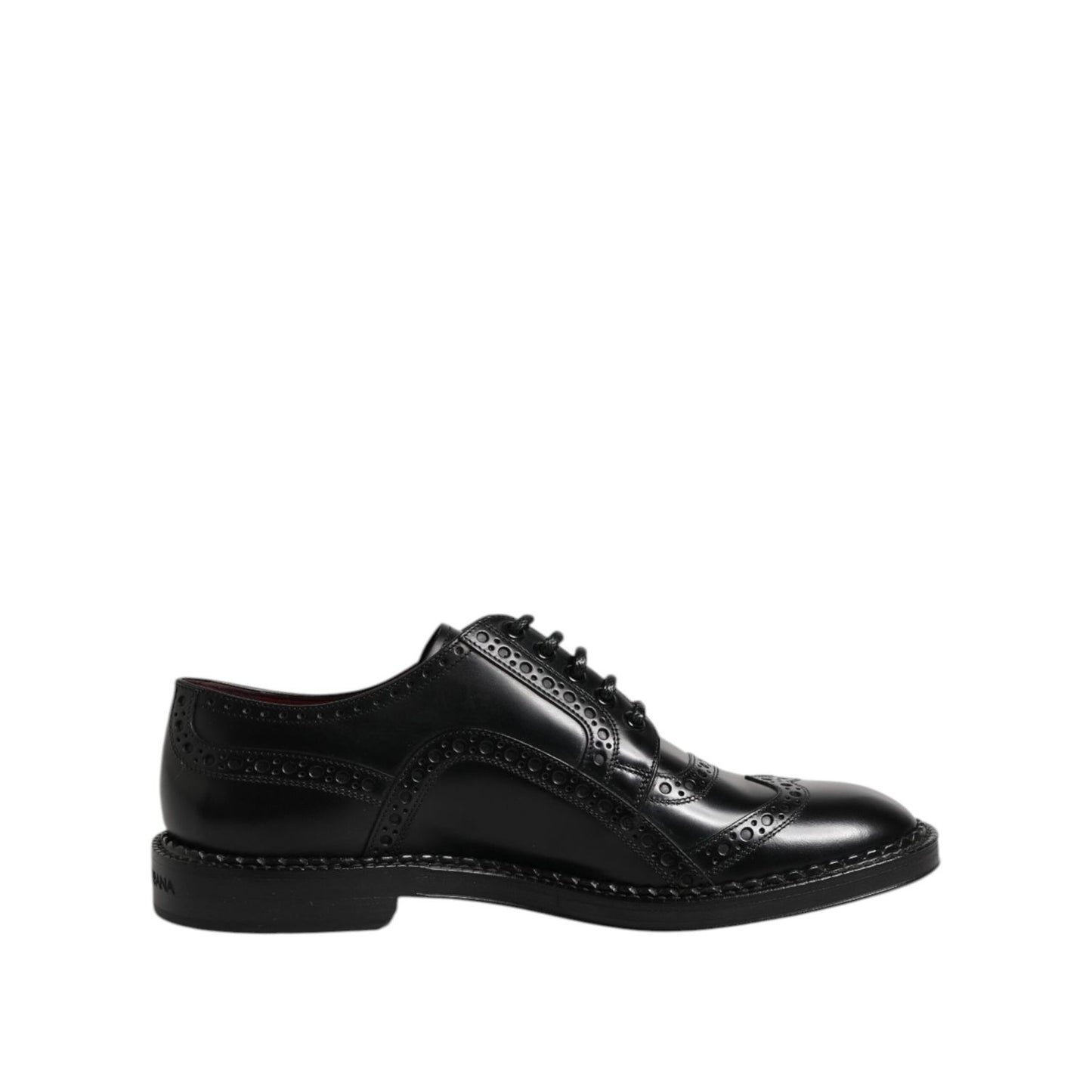 Dolce & Gabbana Black Leather Lace Up Men Derby Formal Shoes MV7705-41.5