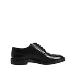 Dolce & Gabbana Black Leather Lace Up Men Derby Formal Shoes MV7705-41.5