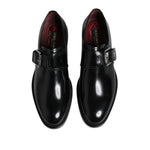 Dolce & Gabbana Black Leather Monk Strap Derby Formal Shoes MV7730-46