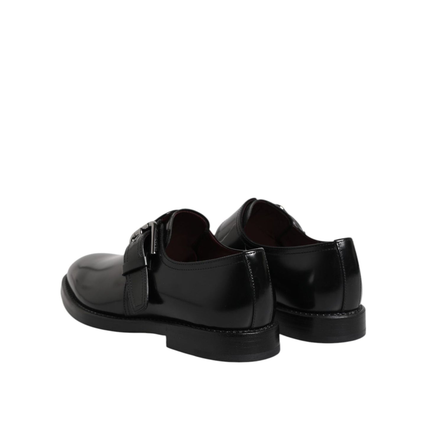 Dolce & Gabbana Black Leather Monk Strap Derby Formal Shoes MV7730-46