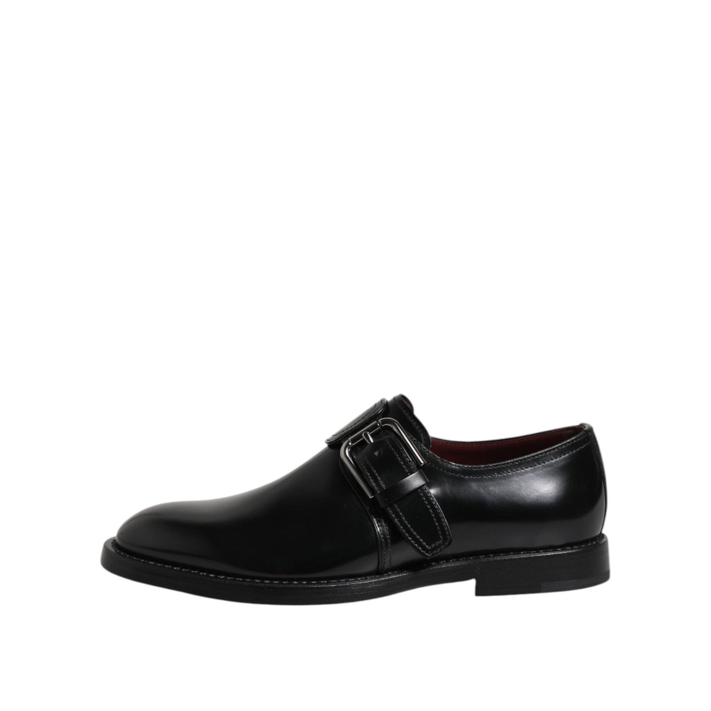 Dolce & Gabbana Black Leather Monk Strap Derby Formal Shoes MV7730-46