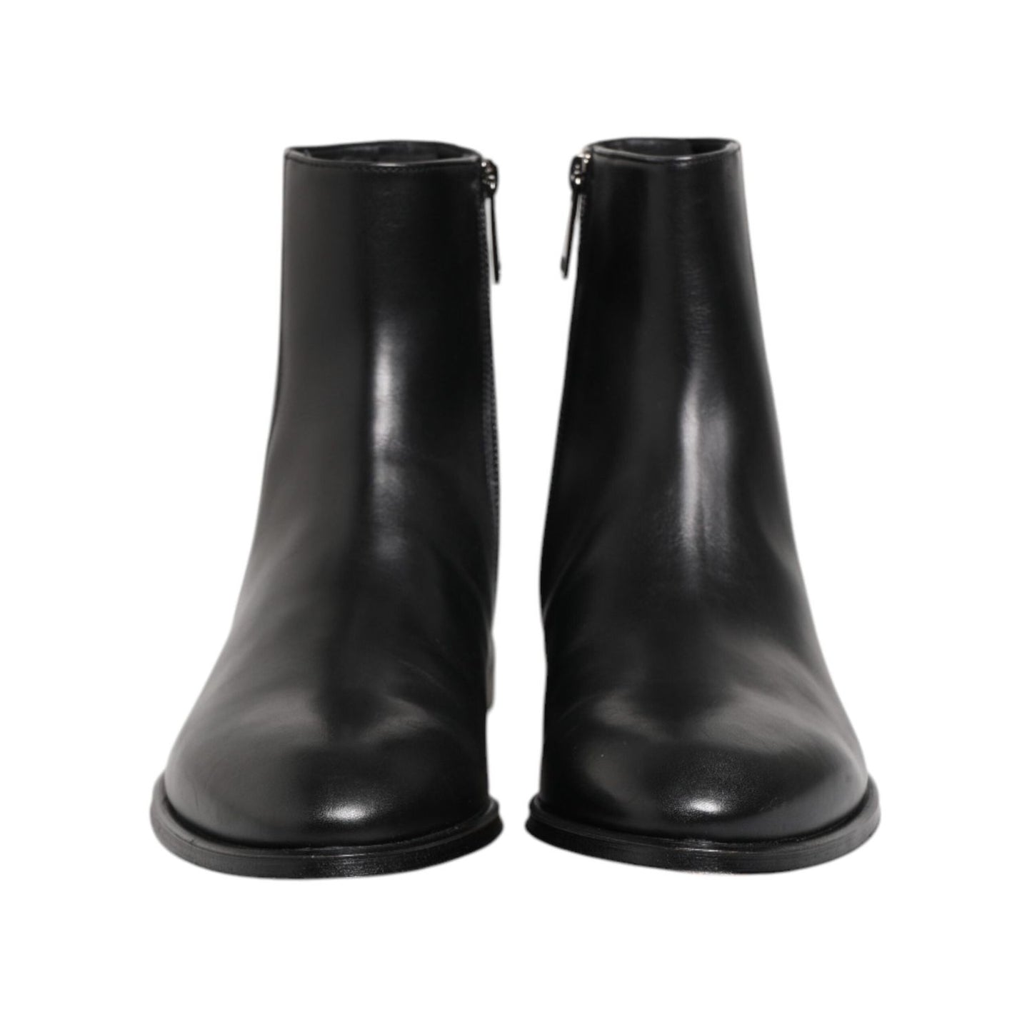 Dolce & Gabbana Black Leather Mid Calf Men Boots Shoes MV7749-41