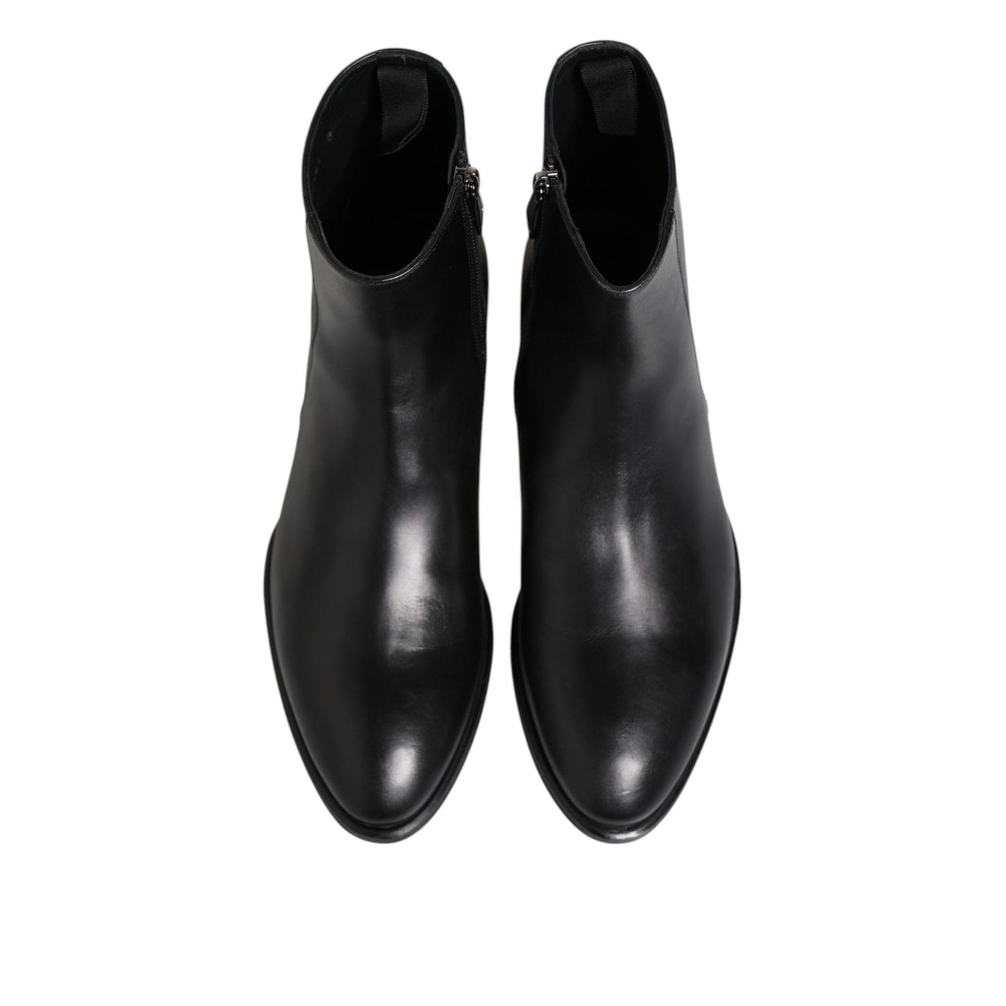 Dolce & Gabbana Black Leather Mid Calf Men Boots Shoes MV7749-41