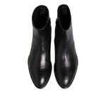 Dolce & Gabbana Black Leather Mid Calf Men Boots Shoes MV7749-41