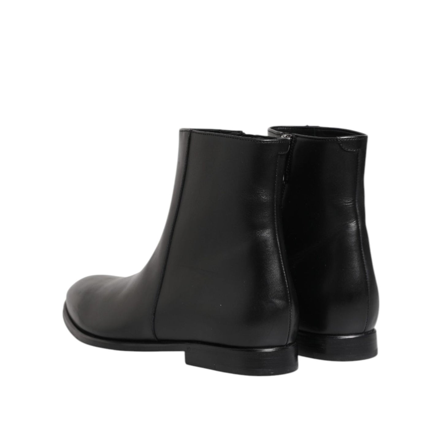 Dolce & Gabbana Black Leather Mid Calf Men Boots Shoes MV7749-41