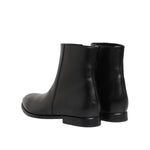 Dolce & Gabbana Black Leather Mid Calf Men Boots Shoes MV7749-41