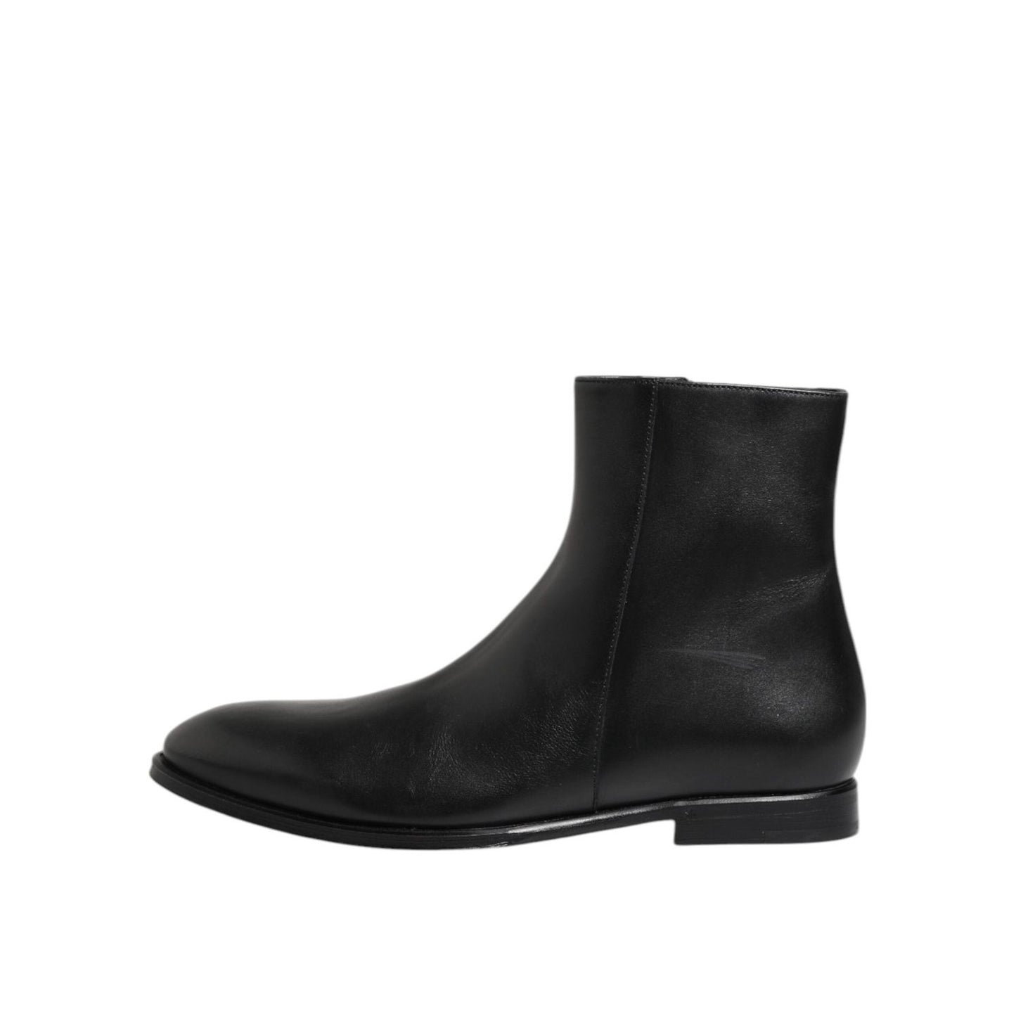 Dolce & Gabbana Black Leather Mid Calf Men Boots Shoes MV7749-41