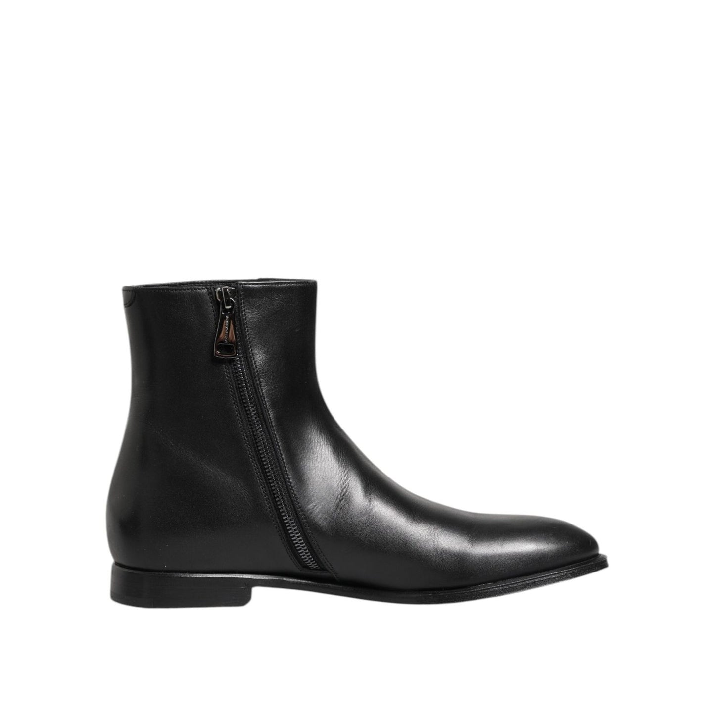 Dolce & Gabbana Black Leather Mid Calf Men Boots Shoes MV7749-41