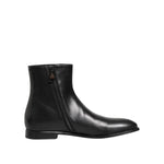 Dolce & Gabbana Black Leather Mid Calf Men Boots Shoes MV7749-41