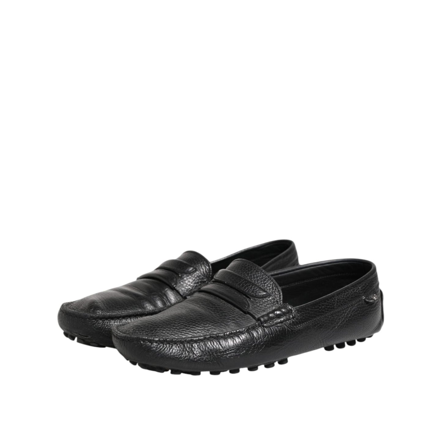 Dolce & Gabbana Black Leather Slip On Mocassin Loafer Shoes MV7596-43