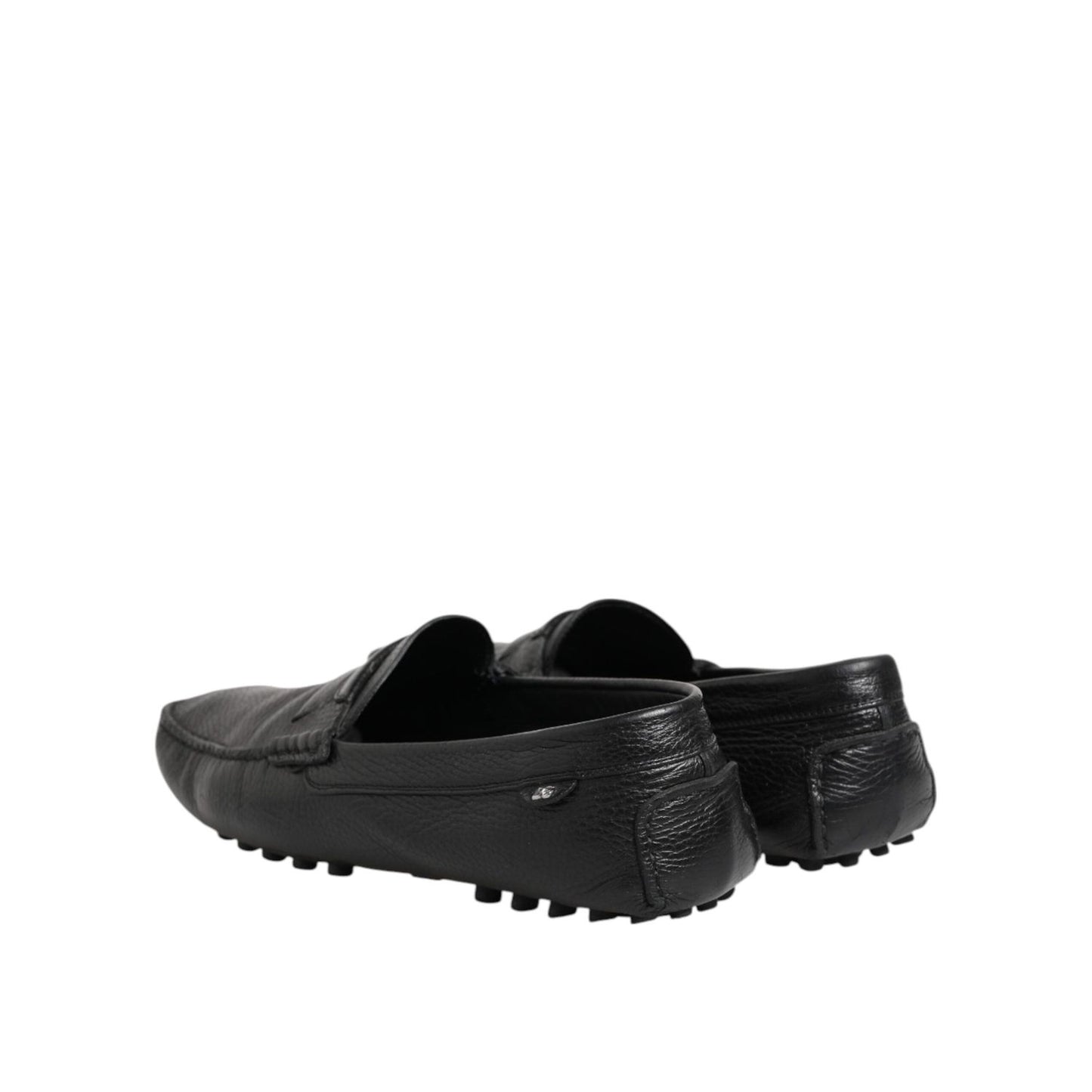 Dolce & Gabbana Black Leather Slip On Mocassin Loafer Shoes MV7596-43