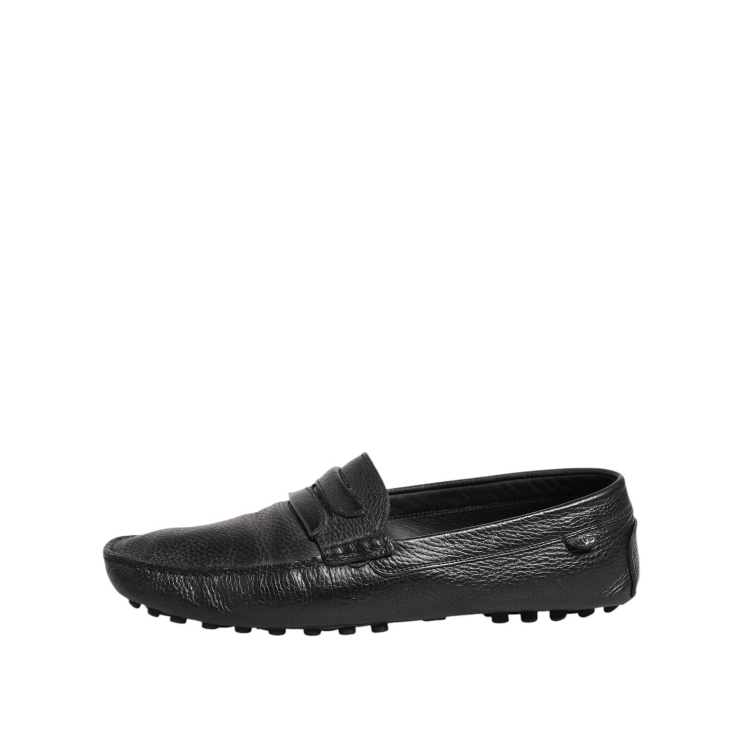Dolce & Gabbana Black Leather Slip On Mocassin Loafer Shoes MV7596-43