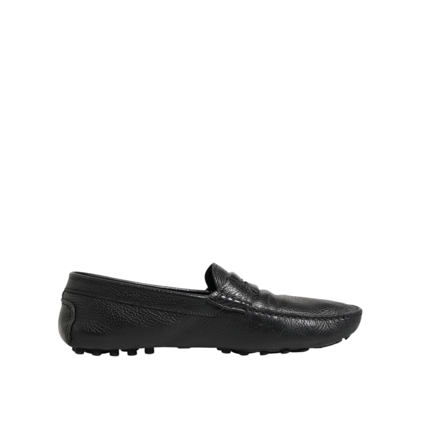 Dolce & Gabbana Black Leather Slip On Mocassin Loafer Shoes MV7596-43