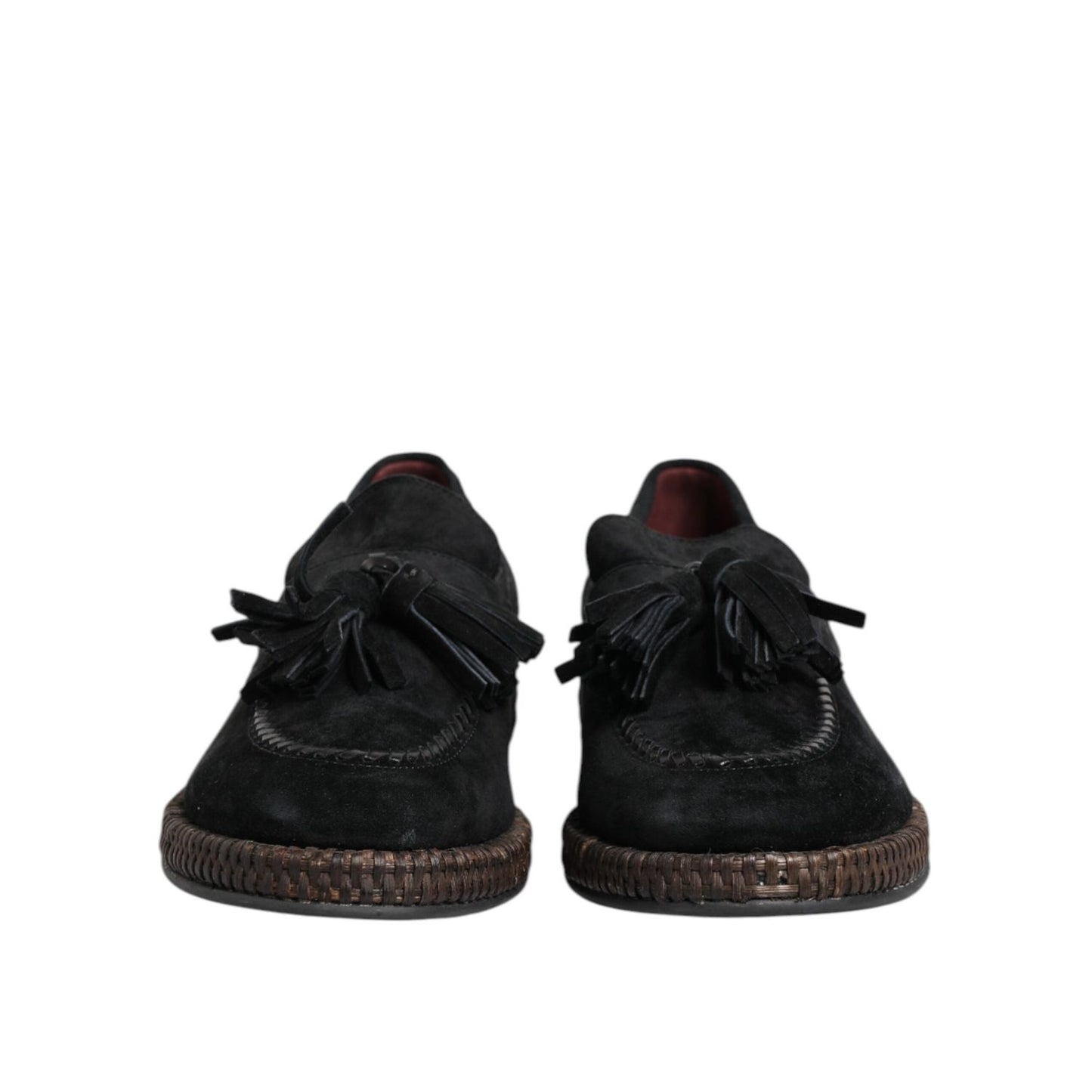 Dolce & Gabbana Black Suede Tassel Embellished Loafers Shoes MV7684-44