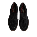 Dolce & Gabbana Black Suede Tassel Embellished Loafers Shoes MV7684-44