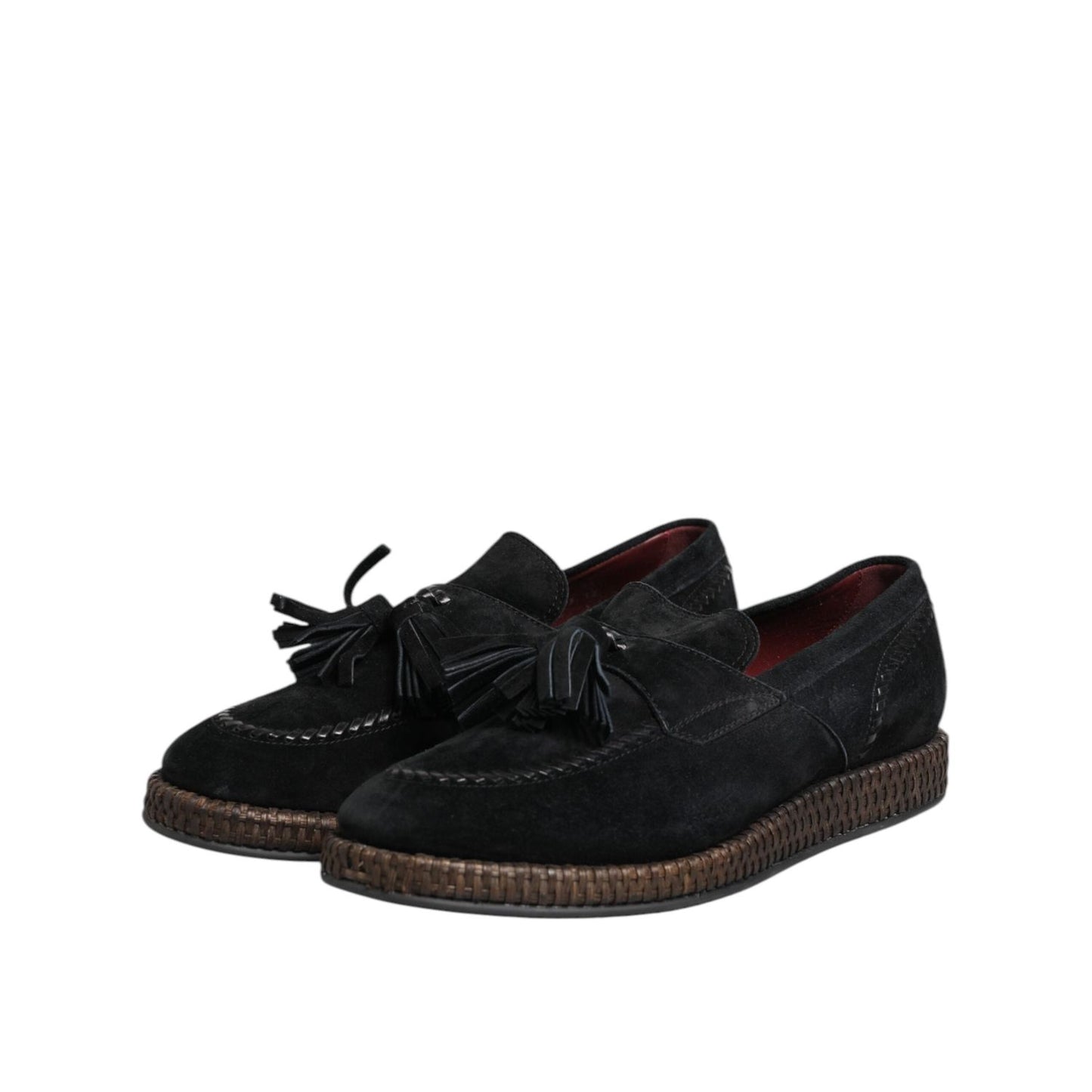 Dolce & Gabbana Black Suede Tassel Embellished Loafers Shoes MV7684-44