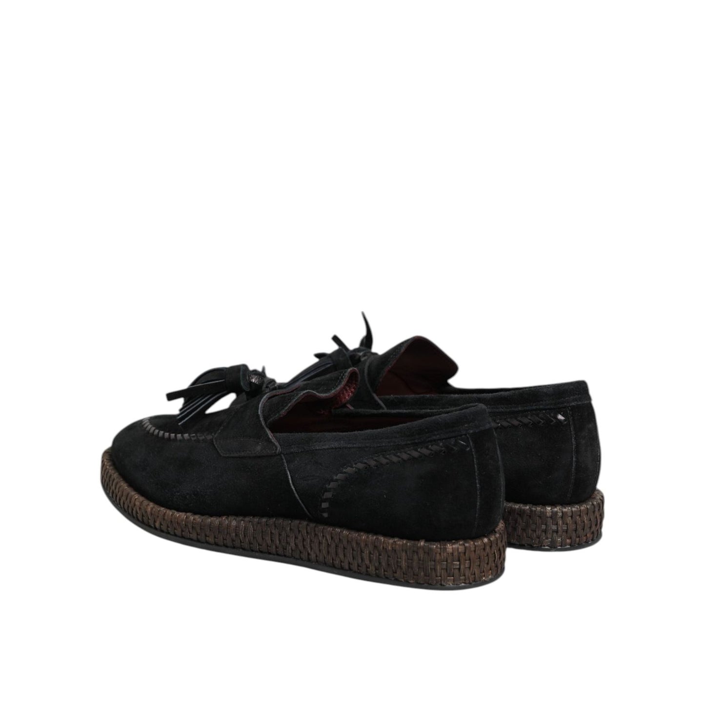 Dolce & Gabbana Black Suede Tassel Embellished Loafers Shoes MV7684-44