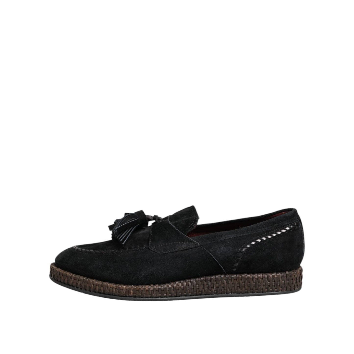 Dolce & Gabbana Black Suede Tassel Embellished Loafers Shoes MV7684-44