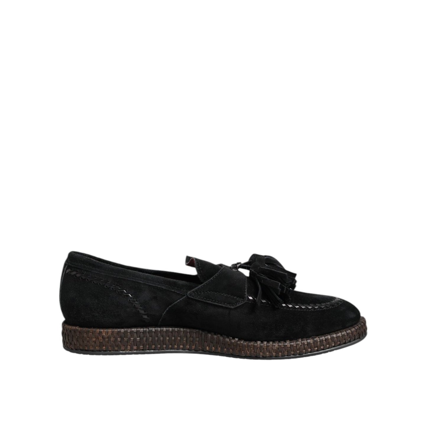 Dolce & Gabbana Black Suede Tassel Embellished Loafers Shoes MV7684-44