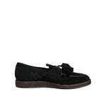 Dolce & Gabbana Black Suede Tassel Embellished Loafers Shoes MV7684-44