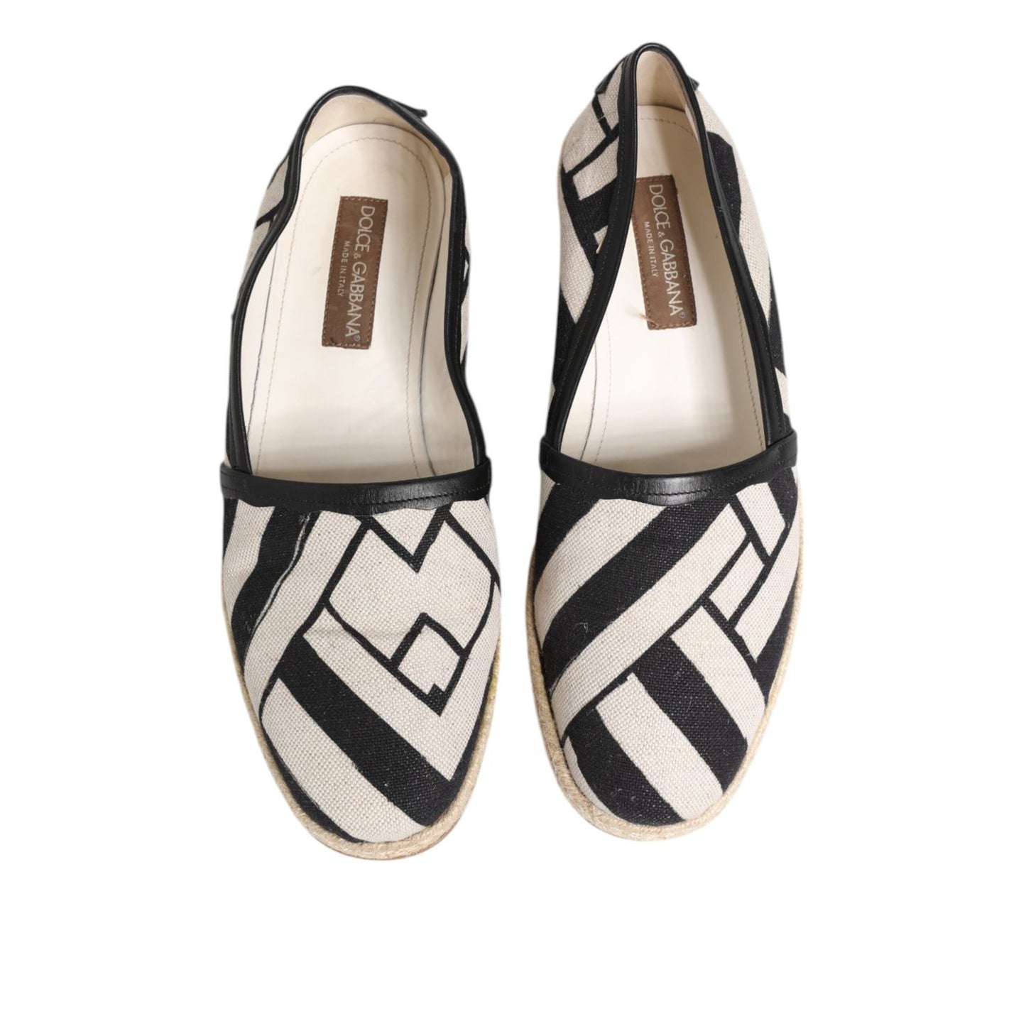 Dolce & Gabbana Black White Stripes Flat Espadrille Shoes MV7746-42.5