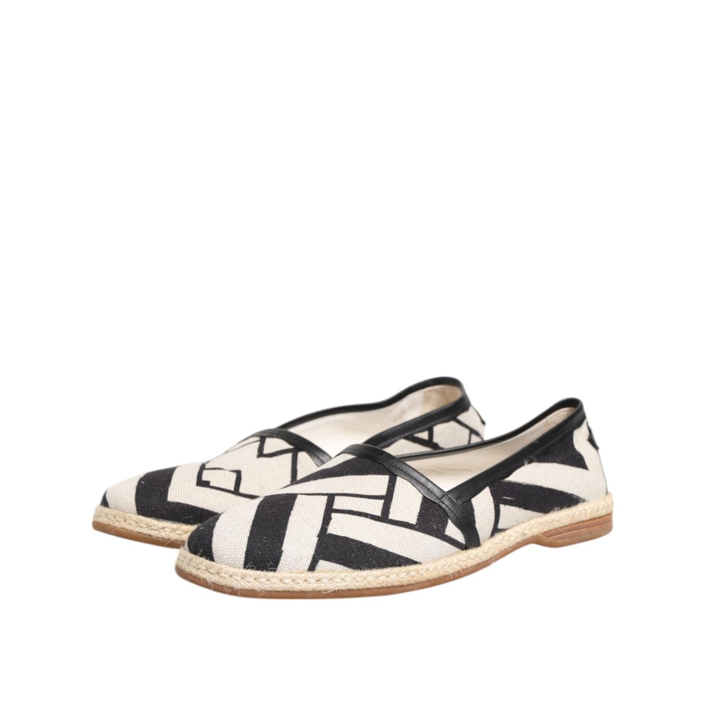 Dolce & Gabbana Black White Stripes Flat Espadrille Shoes MV7746-42.5