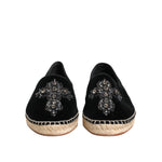 Dolce & Gabbana Black Cross Crystal Slip On Espadrille Shoes MV7774-39