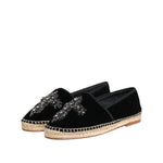 Dolce & Gabbana Black Cross Crystal Slip On Espadrille Shoes MV7774-39