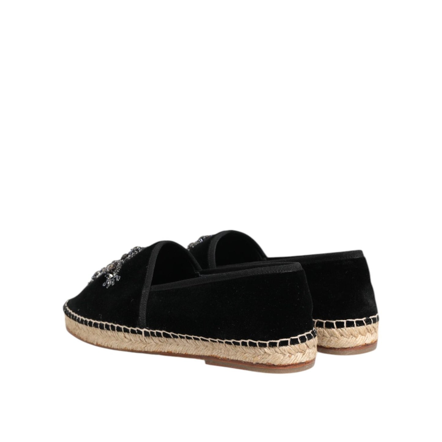 Dolce & Gabbana Black Cross Crystal Slip On Espadrille Shoes MV7774-39