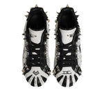 Dolce & Gabbana Black White Studded Low Top Sneakers Shoes MV7739-43