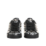 Dolce & Gabbana Black Portofino Stud Embellished Sneakers Shoes MV7747-41