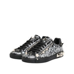 Dolce & Gabbana Black Portofino Stud Embellished Sneakers Shoes MV7747-41