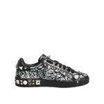 Dolce & Gabbana Black Portofino Stud Embellished Sneakers Shoes MV7747-41