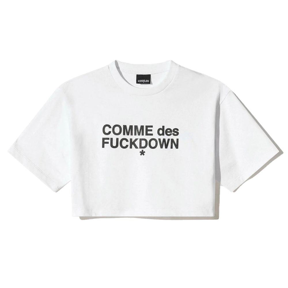 Comme Des Fuckdown White Cotton Tops & T-Shirt CO-15813-XS