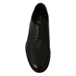 Dolce & Gabbana Black Lace Up Leather Men Formal Derby Shoes MV3981-40