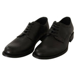 Dolce & Gabbana Black Lace Up Leather Men Formal Derby Shoes MV3981-40