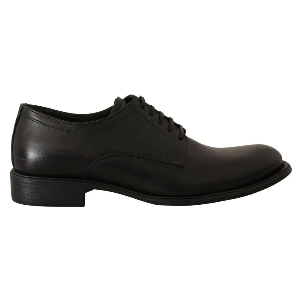 Dolce & Gabbana Black Lace Up Leather Men Formal Derby Shoes MV3981-40