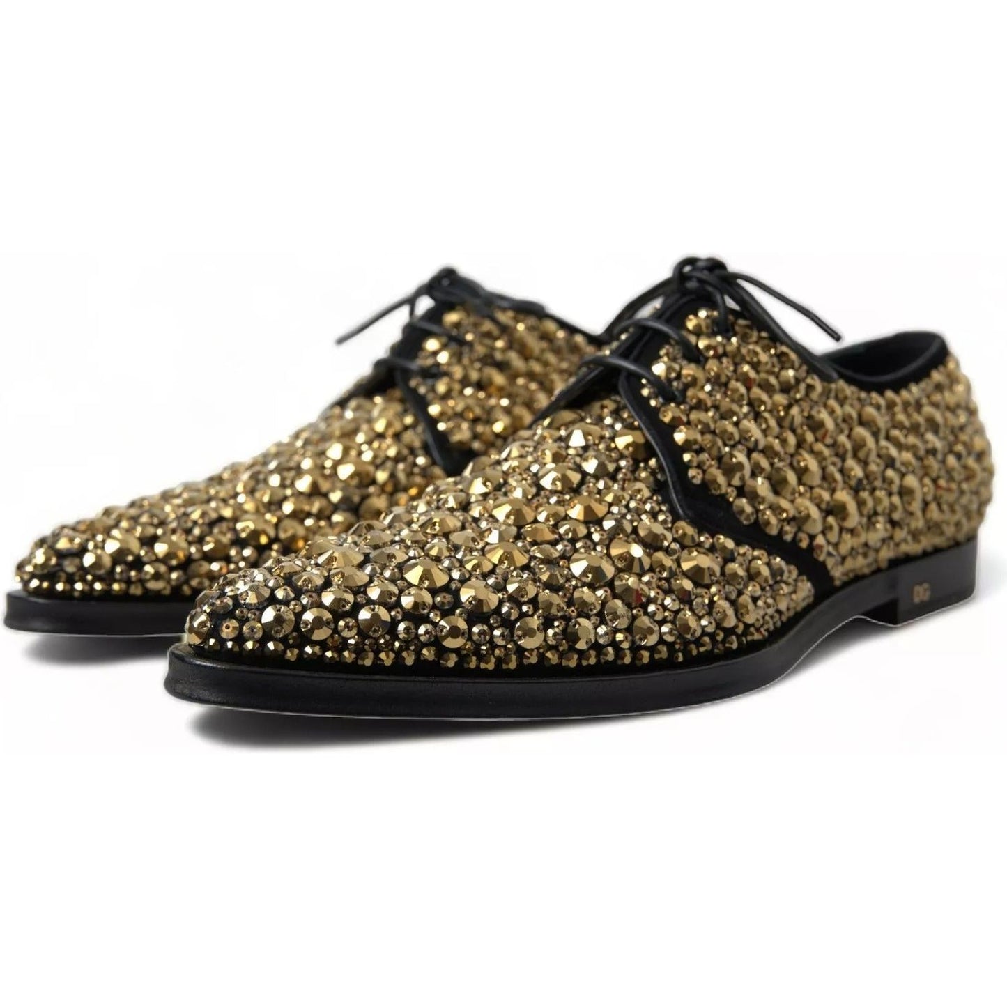 Dolce & Gabbana Black Gold Embellished Derby Shoes MV5158-43.5