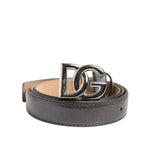 Dolce & Gabbana Metallic Leather Silver Tone Logo Buckle Belt BEL9383-85