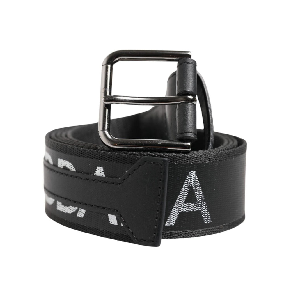 Dolce & Gabbana Black Polyester Leather Metal Buckle Belt BEL9499-110