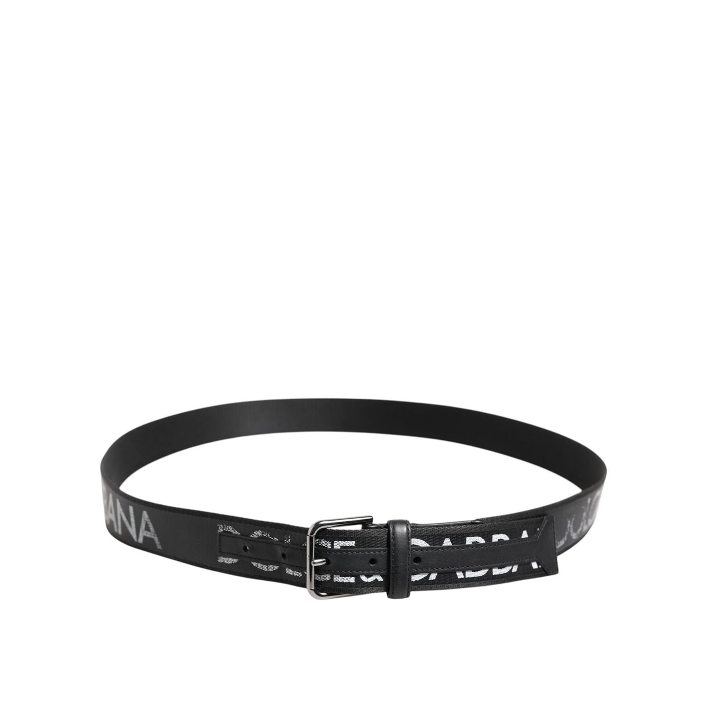 Dolce & Gabbana Black Polyester Leather Metal Buckle Belt BEL9499-110
