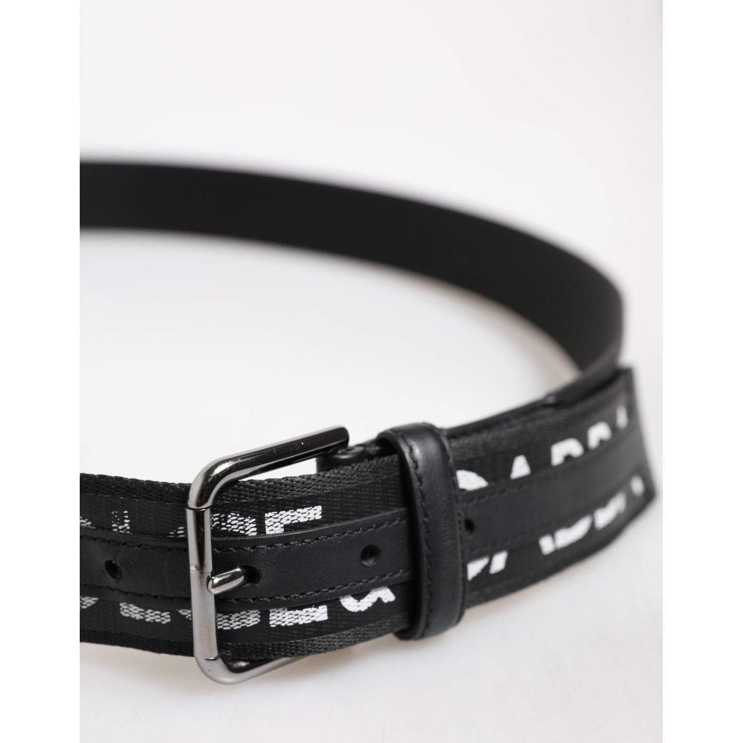 Dolce & Gabbana Black Polyester Leather Metal Buckle Belt BEL9499-110