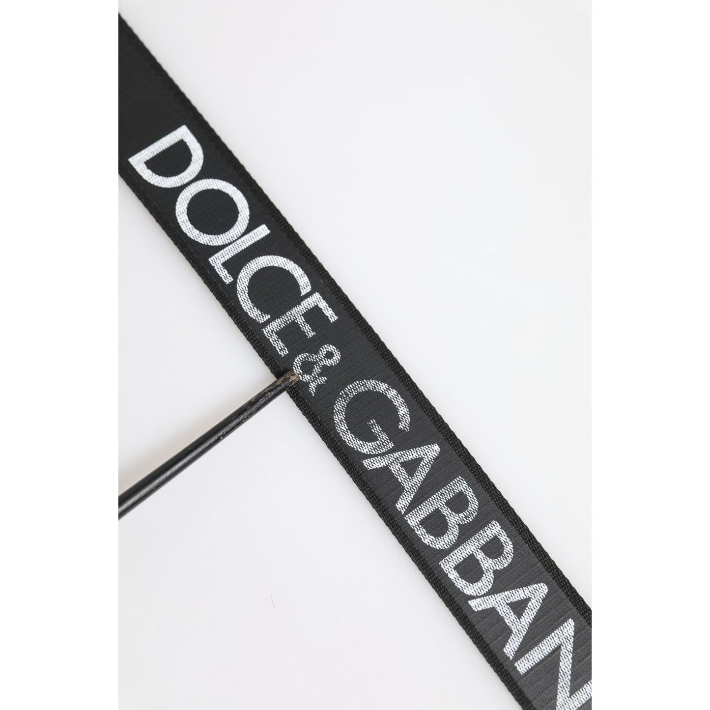 Dolce & Gabbana Black Polyester Leather Metal Buckle Belt BEL9499-110