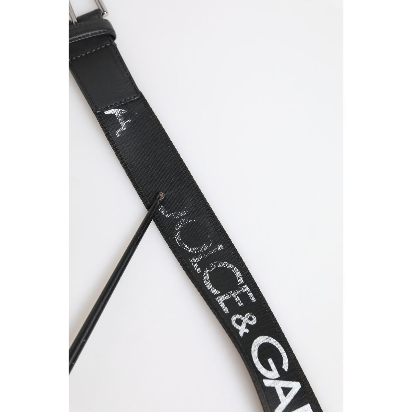 Dolce & Gabbana Black Polyester Leather Metal Buckle Belt BEL9499-110