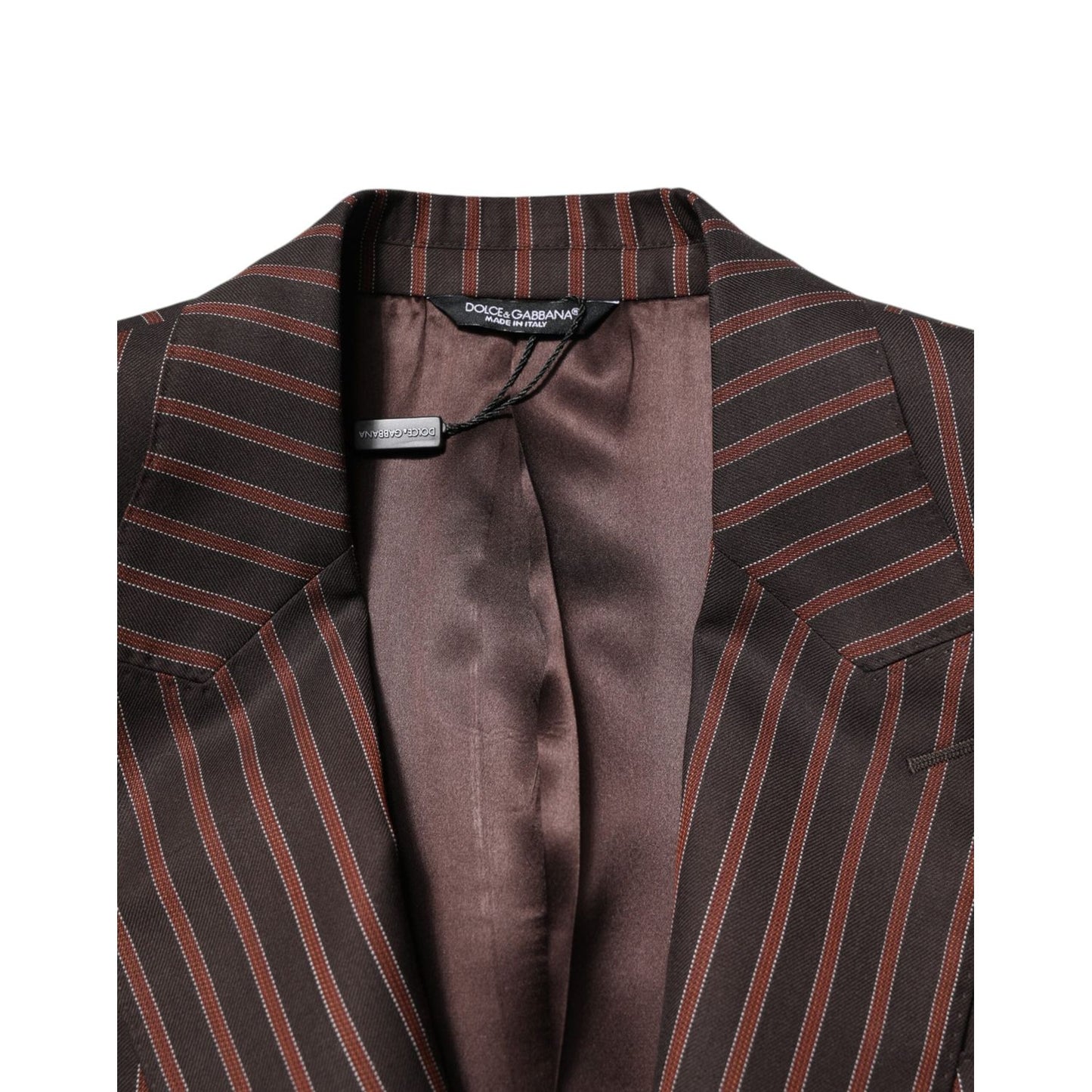 Dolce & Gabbana Black Brown Stripe Single Breasted Blazer JKT41546-50
