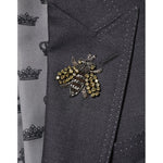 Dolce & Gabbana Dark Gray Bee Embroidery Wool Coat Blazer JKT41551-50