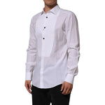 Dolce & Gabbana White Bib Cotton Poplin GOLD Men Formal Shirt TSH906800-41