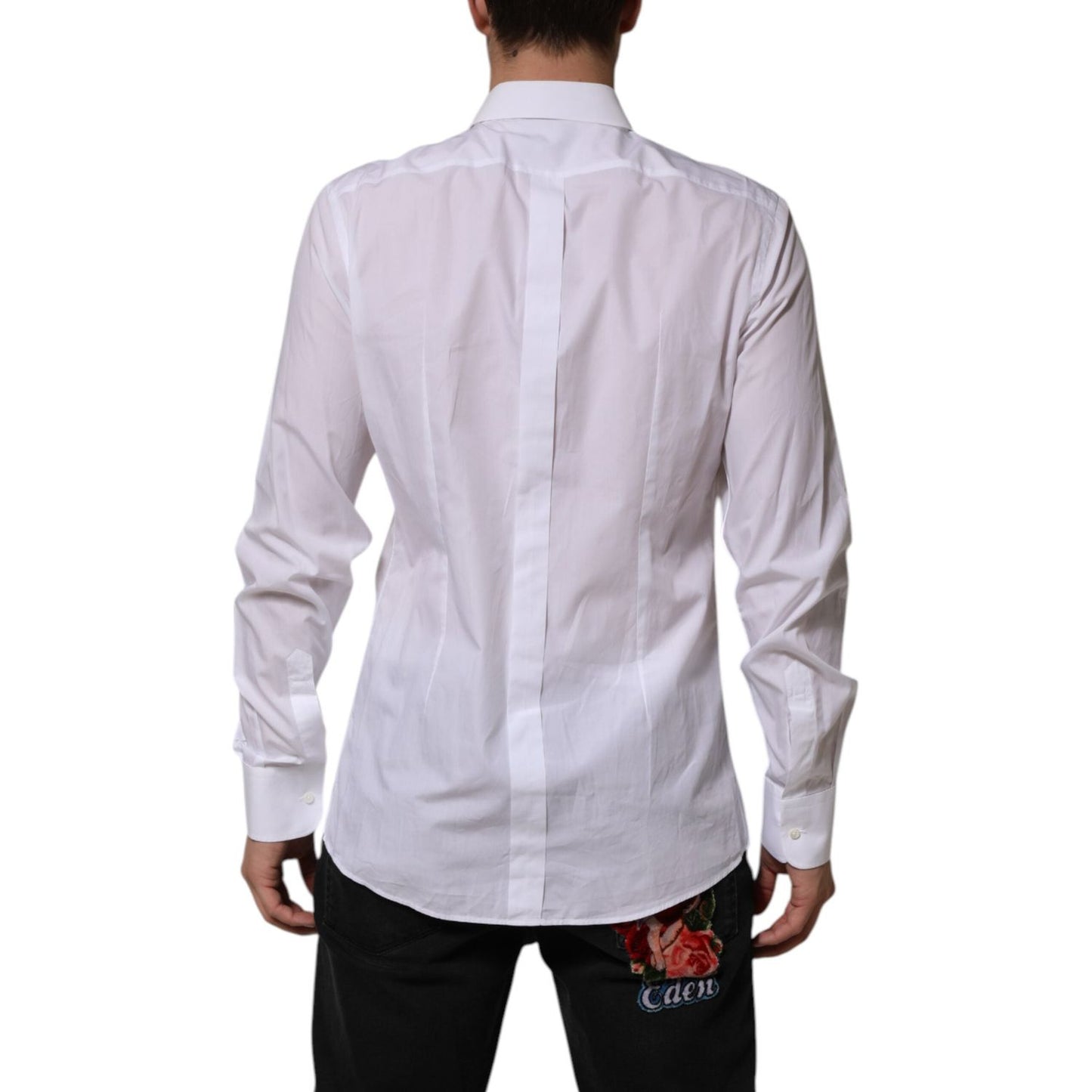 Dolce & Gabbana White Bib Cotton Poplin GOLD Men Formal Shirt TSH906800-41