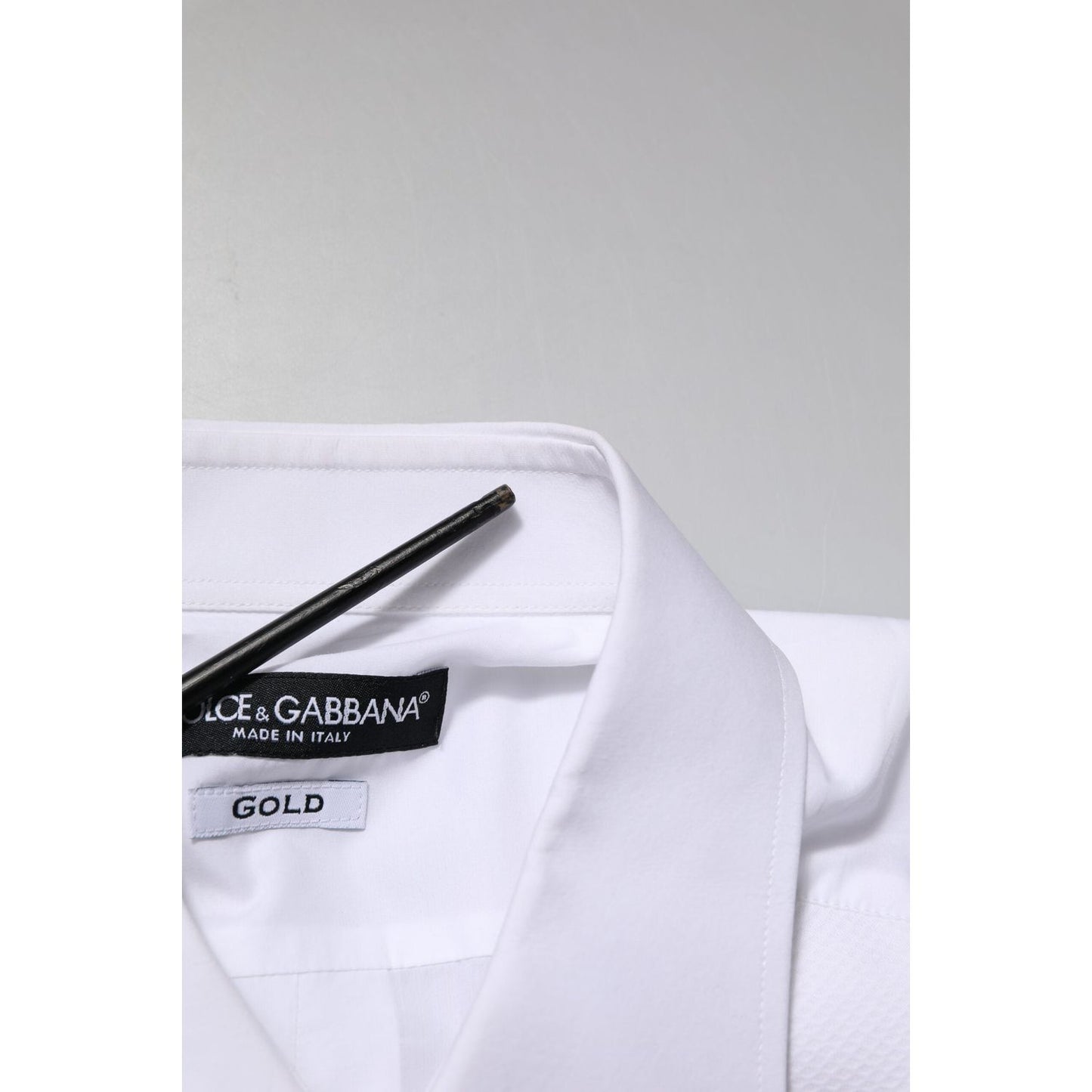 Dolce & Gabbana White Bib Cotton Poplin GOLD Men Formal Shirt TSH906800-41